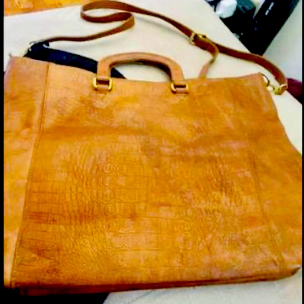 Massimo Dutti leather tall tote